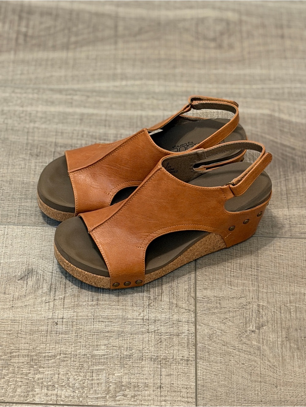 BOUTIQUE by CORKYS - Leather Wedge Sandals - Cognac Color
